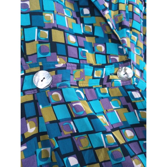 Robbie Bee 100% Silk Sz 10 Maxi Shirt Dress Check Blue Lined Belt Buttoned - Picture 10 of 16